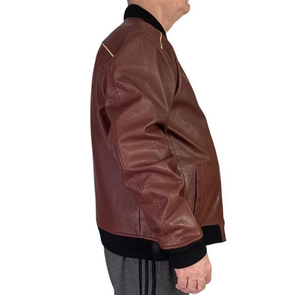 Harley-Davidson Bomber Jacket Mens L Dark Red Leather 120th Anniversay Edition - Picture 4 of 9